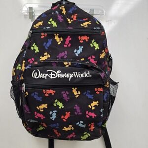 Walt Disney World Park Exclusive MICKEY MOUSE Colorful Book Bag Backpack Black